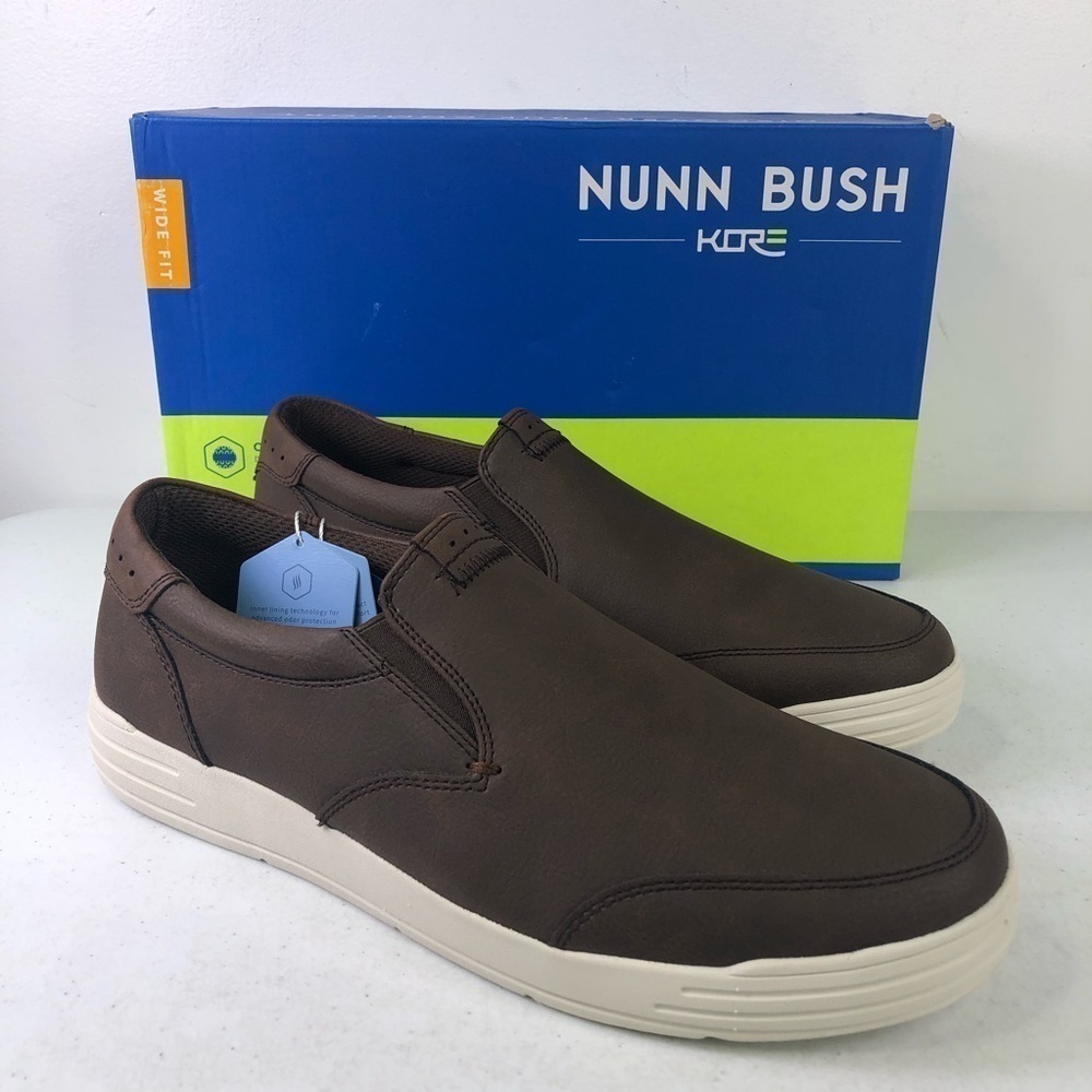 Nunn Bush City Walk Slip On Brown Loafer Shoes Size 8W